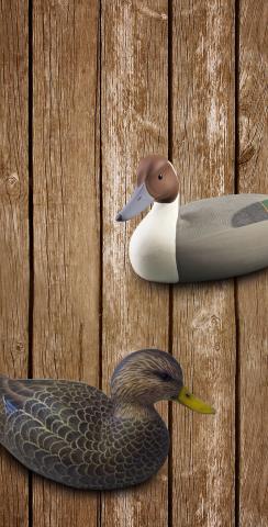 Wood Slat Duck Decoy Themed Custom Cornhole Board Design