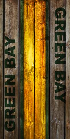 Woodslat Worn Green Bay Football Themed Custom Cornhole Board Design