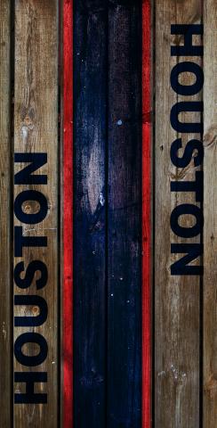 Woodslat Worn Houston Football Themed Custom Cornhole Board Design