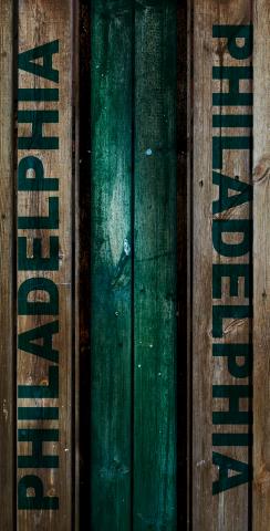 Woodslat Worn Philadelphia Football Themed Custom Cornhole Board Design