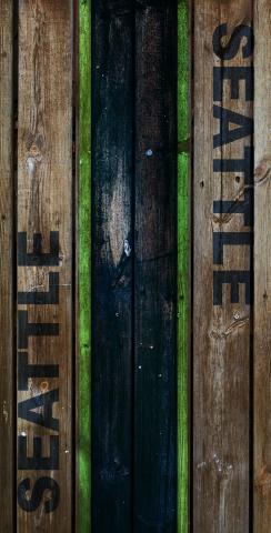 Woodslat Worn Seattle Football Themed Custom Cornhole Board Design