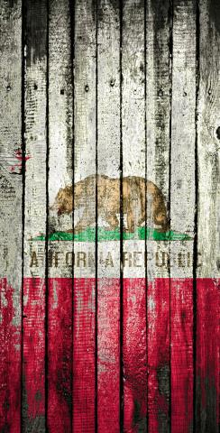Distressed Wood Flag (California) Themed Custom Cornhole Board Design