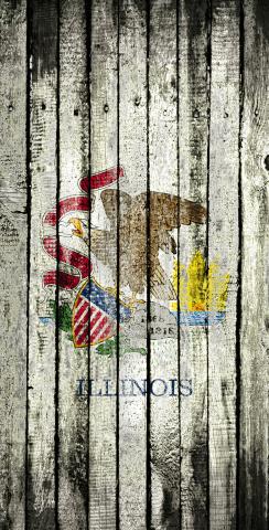 Distressed Wood Flag (Illinois) Themed Custom Cornhole Board Design