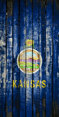 Distressed Wood Flag (Kansas) Themed Custom Cornhole Board Design