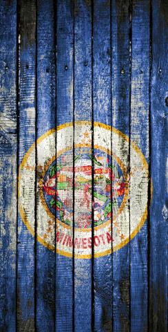 Distressed Wood Flag (Minnesota) Themed Custom Cornhole Board Design