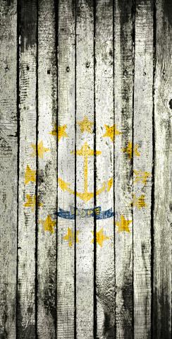 Distressed Wood Flag (Rhode Island) Themed Custom Cornhole Board Design
