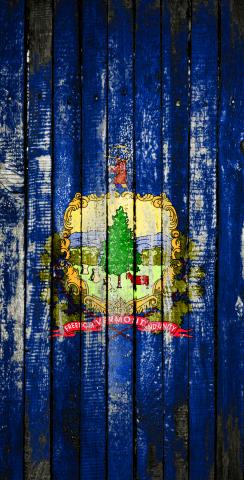 Distressed Wood Flag (Vermont) Themed Custom Cornhole Board Design