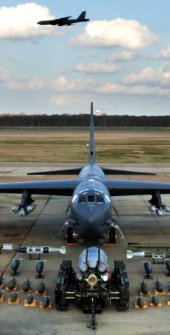 B-52 Bomber Aircraft Artillery Themed Custom Cornhole Board Design