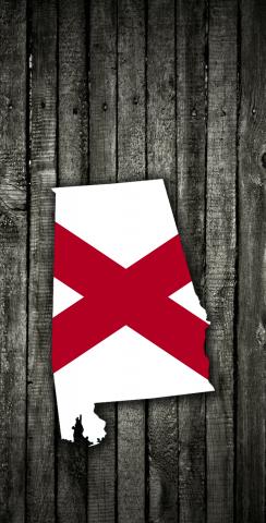 Wood Slate State Flag & Map (Alabama) Themed Custom Cornhole Board Design