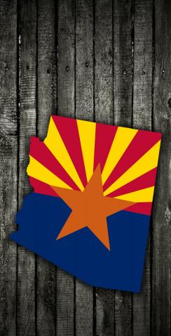 Wood Slate State Flag & Map (Arizona) Themed Custom Cornhole Board Design