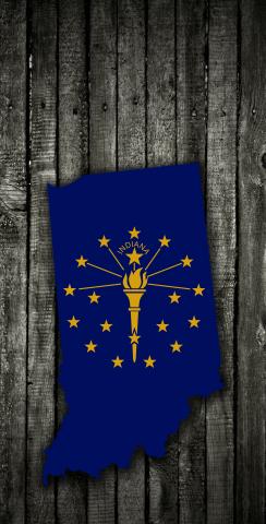 Wood Slate State Flag & Map (Indiana) Themed Custom Cornhole Board Design