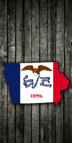 Wood Slate State Flag & Map (Iowa) Themed Custom Cornhole Board Design