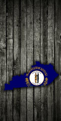Wood Slate State Flag & Map (Kentucky) Themed Custom Cornhole Board Design