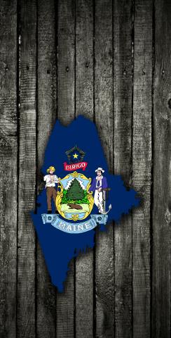 Wood Slate State Flag & Map (Maine) Themed Custom Cornhole Board Design