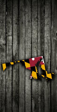 Wood Slate State Flag & Map (Maryland) Themed Custom Cornhole Board Design