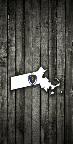 Wood Slate State Flag & Map (Massachusetts) Themed Custom Cornhole Board Design