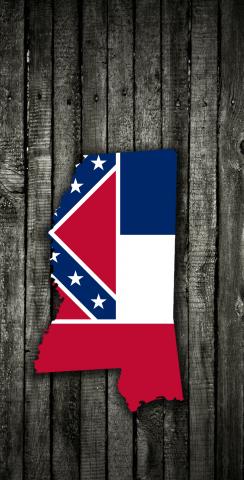 Wood Slate State Flag & Map (Mississippi) Themed Custom Cornhole Board Design