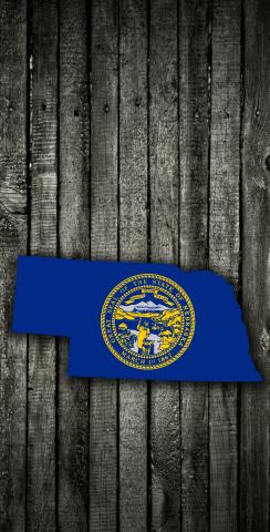 Wood Slate State Flag & Map (Nebraska) Themed Custom Cornhole Board Design