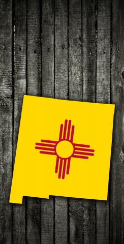 Wood Slate State Flag & Map (New Mexico) Themed Custom Cornhole Board Design