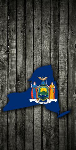 Wood Slate State Flag & Map (New York) Themed Custom Cornhole Board Design