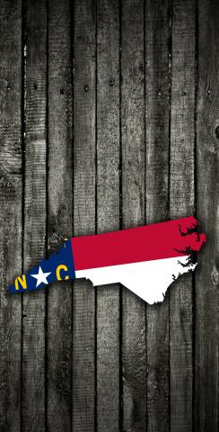 Wood Slate State Flag & Map (North Carolina) Themed Custom Cornhole Board Design