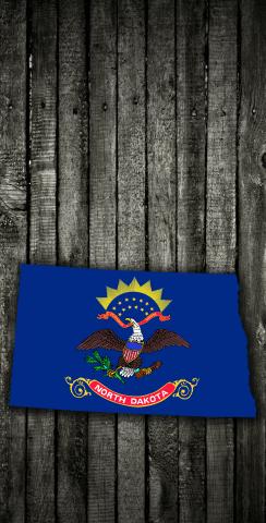 Wood Slate State Flag & Map (North Dakota) Themed Custom Cornhole Board Design
