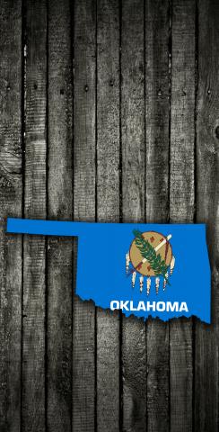 Wood Slate State Flag & Map (Oklahoma) Themed Custom Cornhole Board Design