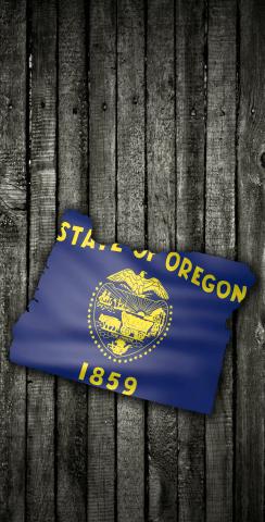 Wood Slate State Flag & Map (Oregon) Themed Custom Cornhole Board Design