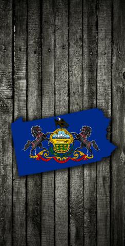 Wood Slate State Flag & Map (Pennsylvania) Themed Custom Cornhole Board Design