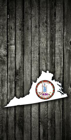 Wood Slate State Flag & Map (Virginia) Themed Custom Cornhole Board Design