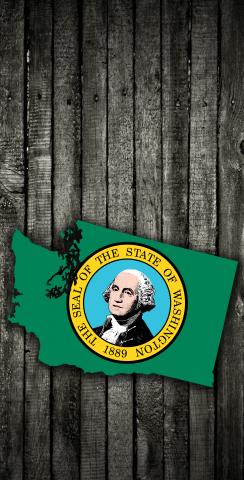 Wood Slate State Flag & Map (Washington) Themed Custom Cornhole Board Design