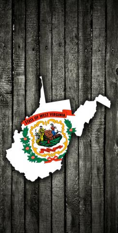 Wood Slate State Flag & Map (West Virginia) Themed Custom Cornhole Board Design