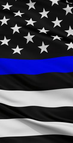 Waving Blue Line Flag - Police - Cops