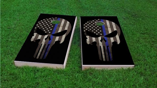 Blue Line Punisher Cornhole Game Set