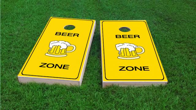 Bright Yellow Beer Zone Cornhole Game Set