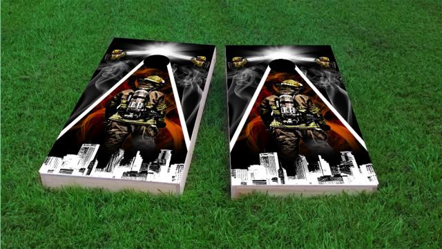 Firefighter City Scape Cornhole Game Set