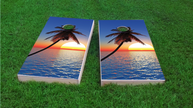 Palm Tree Sunset Cornhole Game Set