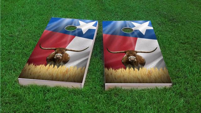 Texas Longhorn with Flag