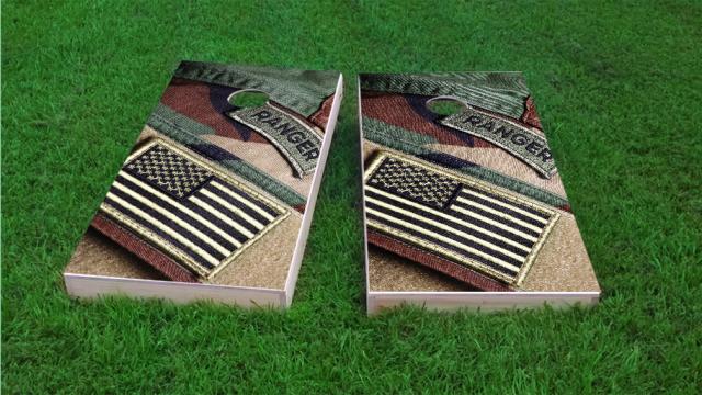 US Army Ranger Patch w/American Flag Cornhole Game Set