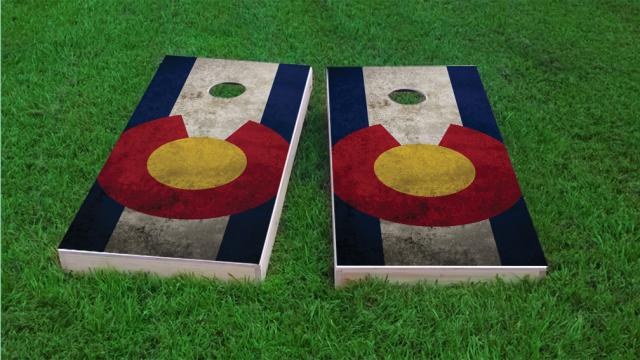 Worn Colorado State Flag Cornhole Game Set