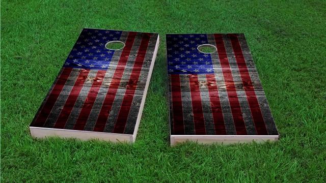 American Flag Dark Wood
