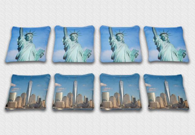 Statue Of Liberty Themed premium specialty custom cornhole bags made right here in the USA!