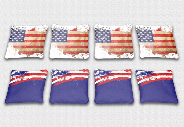 US Flag Themed premium specialty custom cornhole bags made right here in the USA!