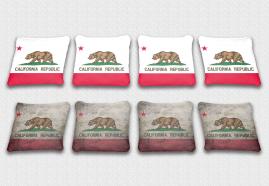 California State Flag Set themed specialty custom cornhole bags featuring a standard and worn / distressed flag.