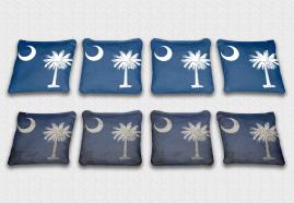South Carolina State Flag Set themed specialty custom cornhole bags featuring a standard and worn / distressed flag.