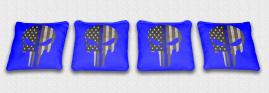 Blue Line Punisher Solid Blue themed custom cornhole board design for game sets and prints/wraps.