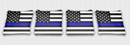 Police Thin Blue Line themed custom cornhole bags design.