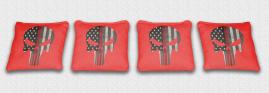 Red Line Punisher Solid Red themed custom cornhole bag design.