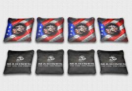 USMC - American Flag with Camo custom cornhole board bags.
