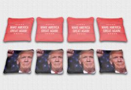 President Trump make America great again premium custom cornhole bags.